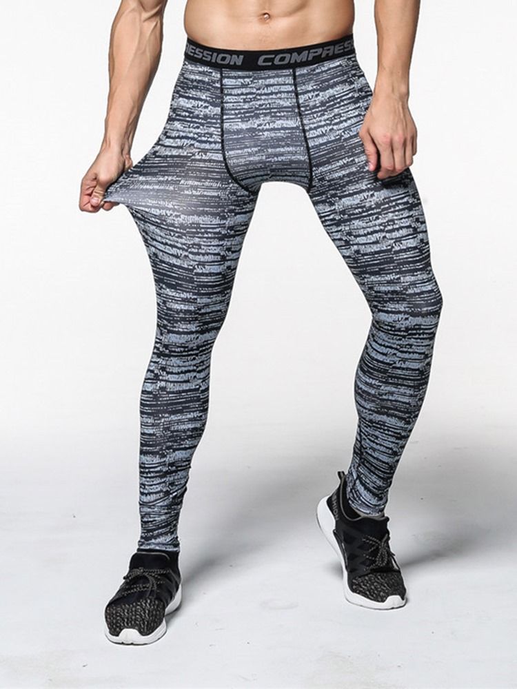 Herre Stripe Quick Dry Print Ankel Lengde Sportsbukser