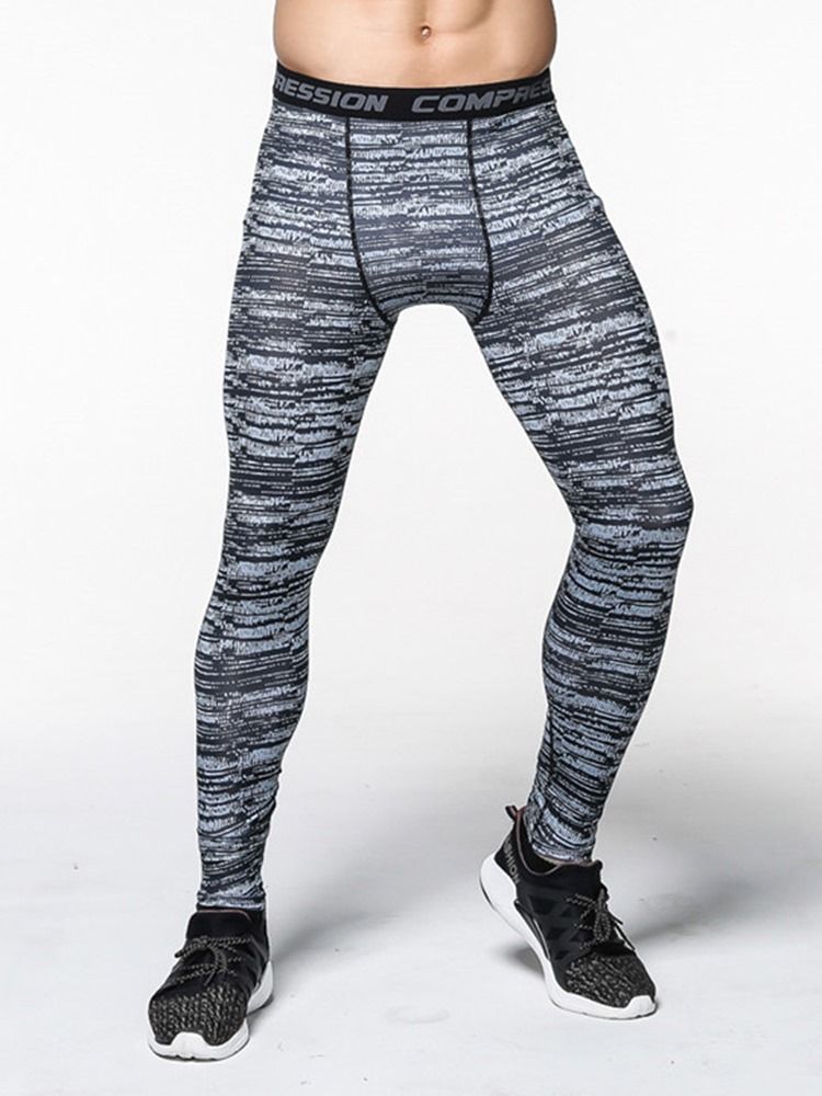 Herre Stripe Quick Dry Print Ankel Lengde Sportsbukser