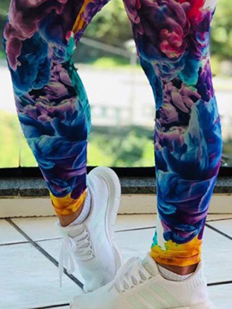 Kvinner Blomstretrykk Treningssenter Sportslengde Leggings Yogabukser Høy Midje Tiktok Leggings