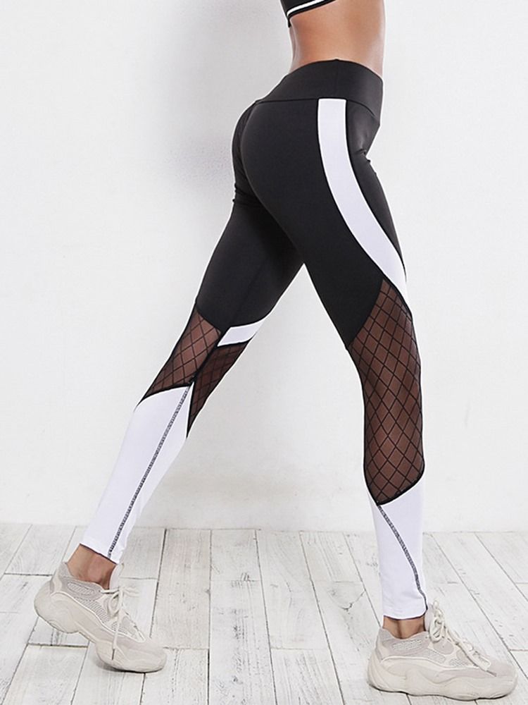 Kvinner Color Block Patchwork Summer Ankel Length Leggings Yoga Bukser High Waist Tiktok Leggings