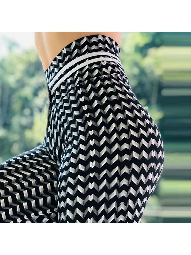 Kvinner Fargeblokktrykk Høy Midje Yoga Leggings Høy Midje Tiktok Leggings