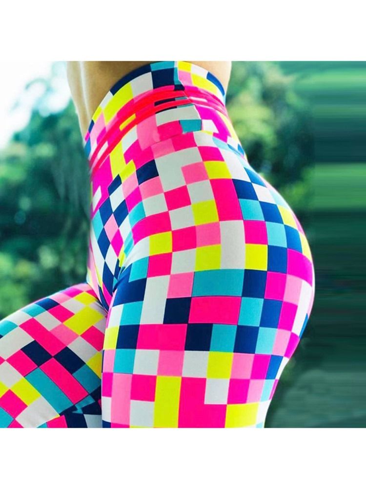 Kvinner Fargeblokktrykk Høy Midje Yoga Leggings Høy Midje Tiktok Leggings