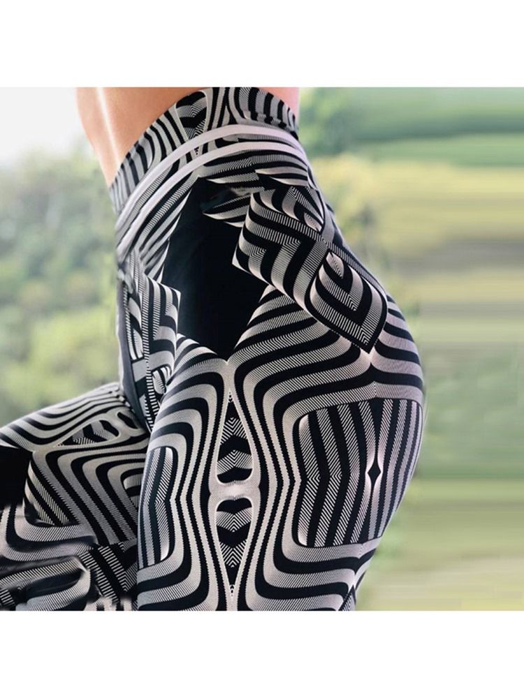 Kvinner Fargeblokktrykk Høy Midje Yoga Leggings Høy Midje Tiktok Leggings