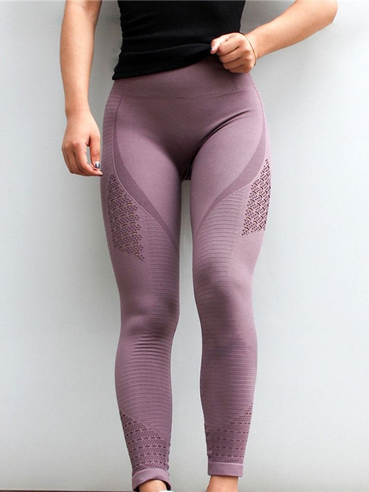 Kvinner Hurtigtørr Nylon Solid Tennis Full Lengde Leggings Yoga Høy Midje Tiktok Leggings