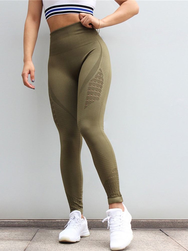 Kvinner Hurtigtørr Nylon Solid Tennis Full Lengde Leggings Yoga Høy Midje Tiktok Leggings