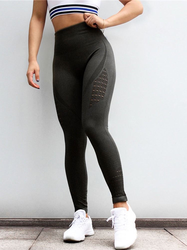 Kvinner Hurtigtørr Nylon Solid Tennis Full Lengde Leggings Yoga Høy Midje Tiktok Leggings