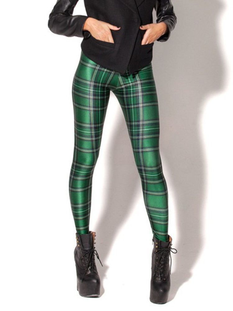 Kvinner Plaid Anti-sweat Print Yoga Pants High Waist Tiktok Leggings