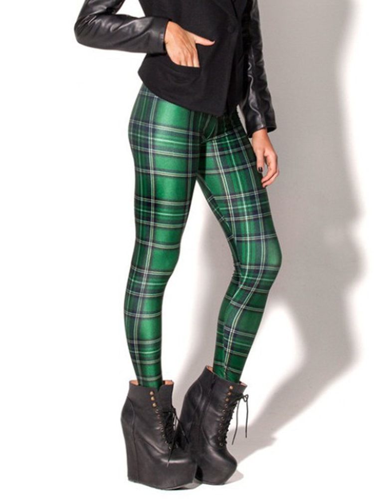 Kvinner Plaid Anti-sweat Print Yoga Pants High Waist Tiktok Leggings