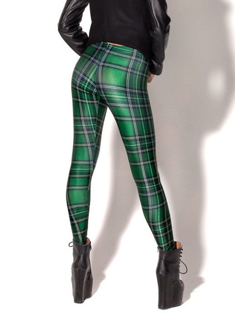 Kvinner Plaid Anti-sweat Print Yoga Pants High Waist Tiktok Leggings