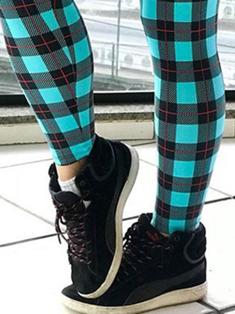 Kvinner Plaid Print Full Lengde Fitness Yoga Leggings Yoga Bukser Høy Midje Tiktok Leggings