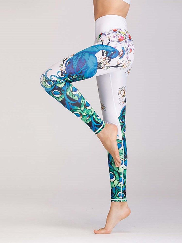 Kvinner Polyester Anti-sweat Print Animal Female Running Pants Yoga Bukser High Waist Tiktok Leggings