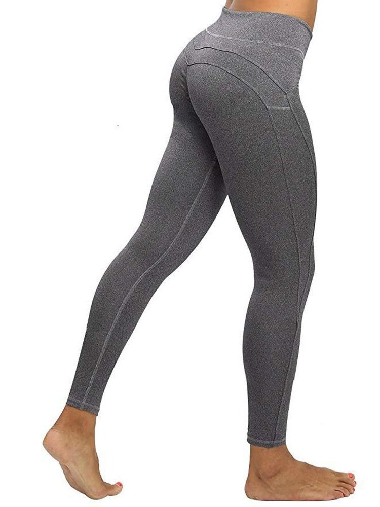 Kvinner Polyester Pustende Solid Ankellengde Leggings Yoga Bukser Høy Midje Tiktok Leggings