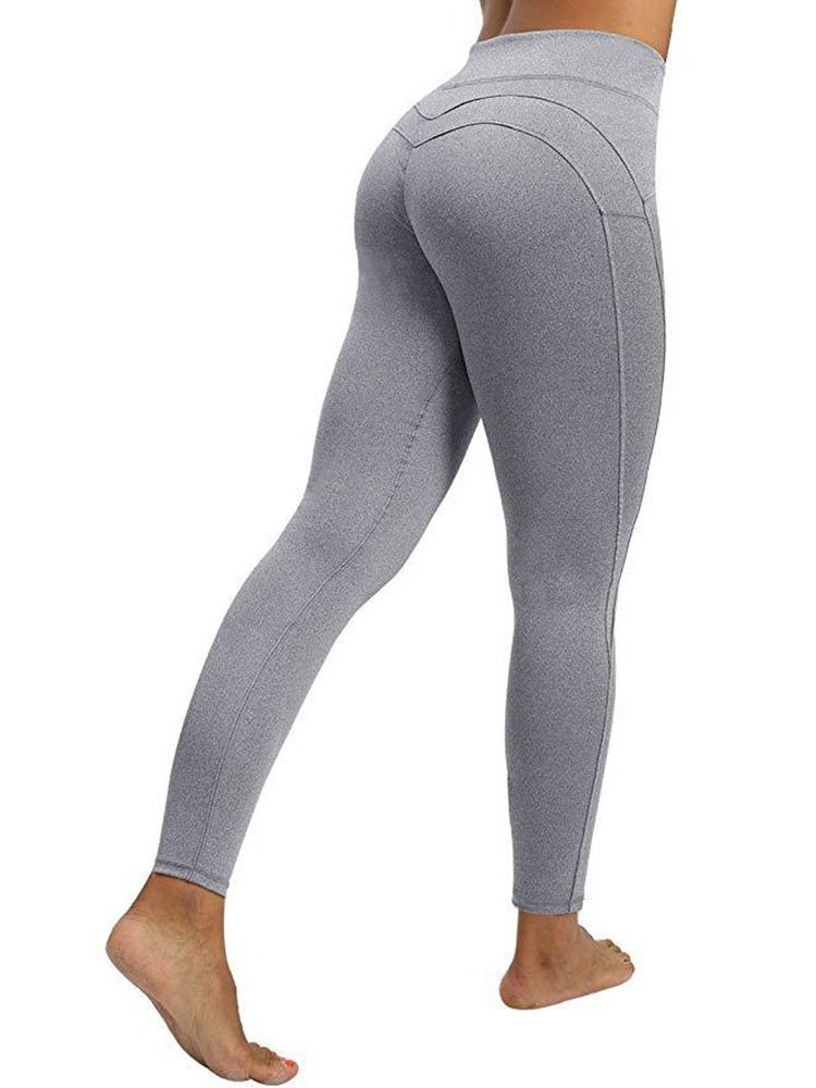 Kvinner Polyester Pustende Solid Ankellengde Leggings Yoga Bukser Høy Midje Tiktok Leggings