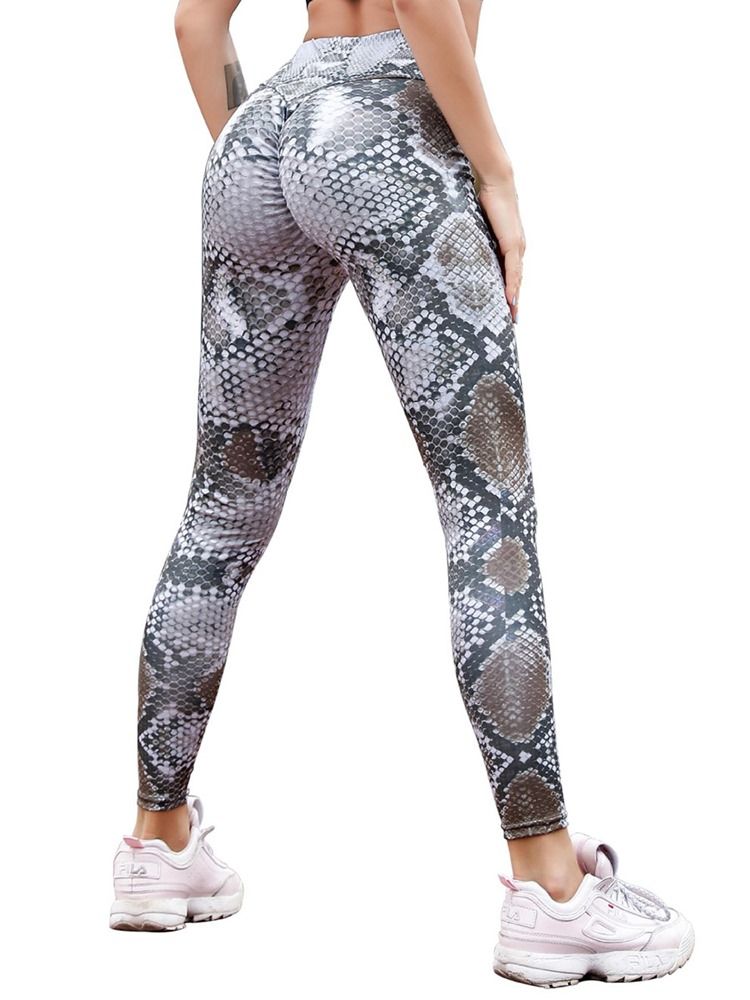 Kvinner Print Anti-sweat Serpentine Gym Sport Leggings Yoga Bukser Høy Midje Tiktok Leggings