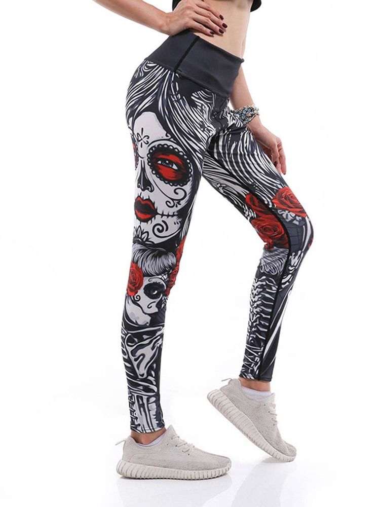 Kvinner Print Cartoon Anti-sweat Gym Sports Yoga Pants High Waist Tiktok Leggings