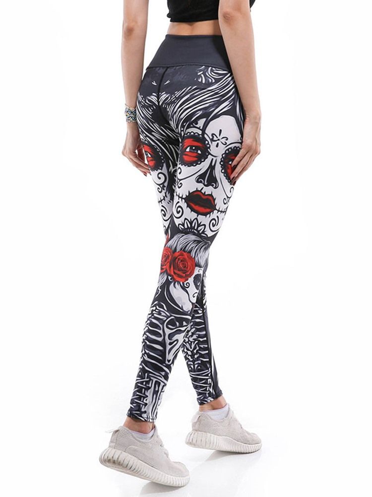 Kvinner Print Cartoon Anti-sweat Gym Sports Yoga Pants High Waist Tiktok Leggings