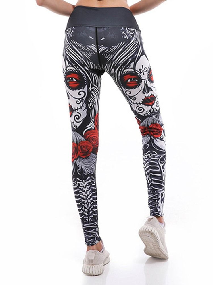 Kvinner Print Cartoon Anti-sweat Gym Sports Yoga Pants High Waist Tiktok Leggings