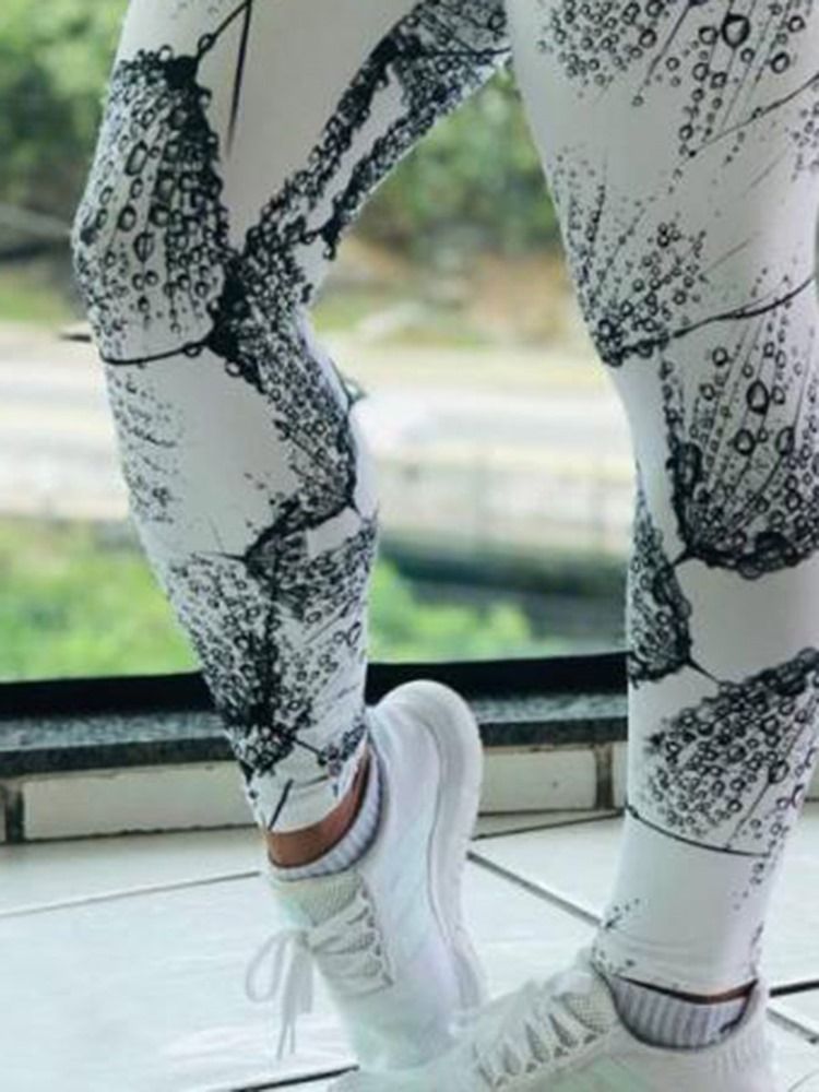 Kvinner Print Color Block Pustende Leggings I Yoga Med Lange Lengder Tiktok Leggings Med Høy Midje