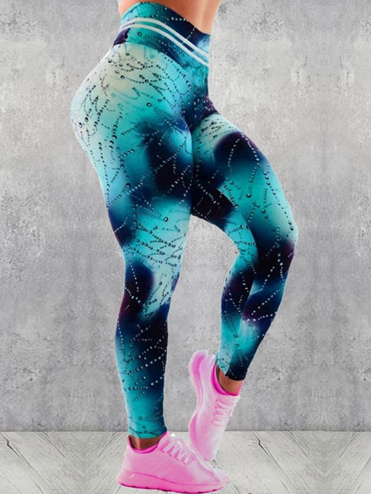 Kvinner Print High Waisted Push Up Gym Sport Leggings Yoga Bukser High Waist Tiktok Leggings