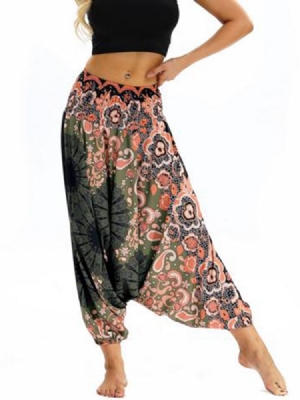 Kvinner Print Loose Elastic Waist Dance Yoga Harem Bukser