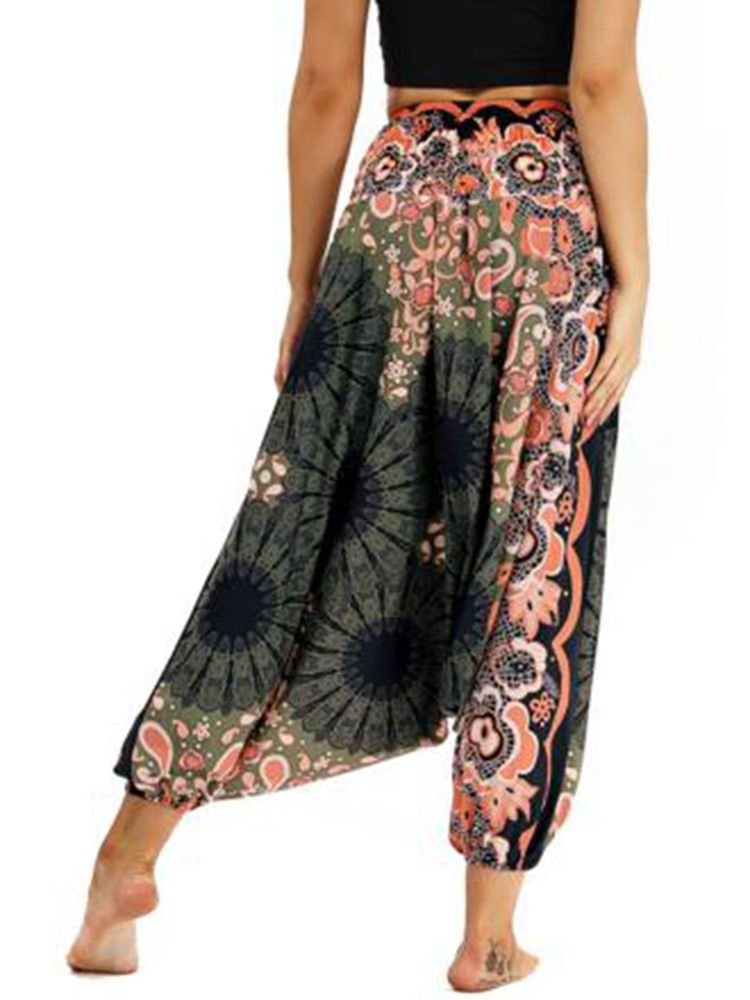 Kvinner Print Loose Elastic Waist Dance Yoga Harem Bukser