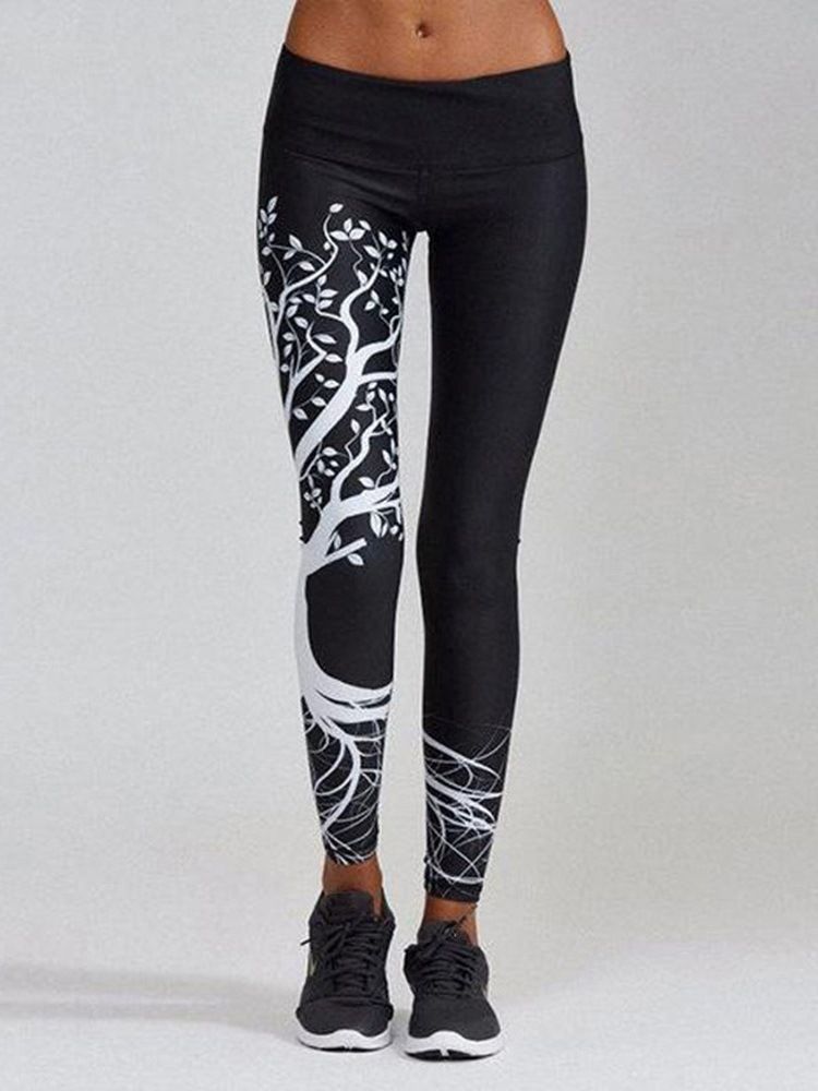 Kvinner Print Pustende Polyester Summer Yoga Bukser Tiktok Leggings Med Høy Midje