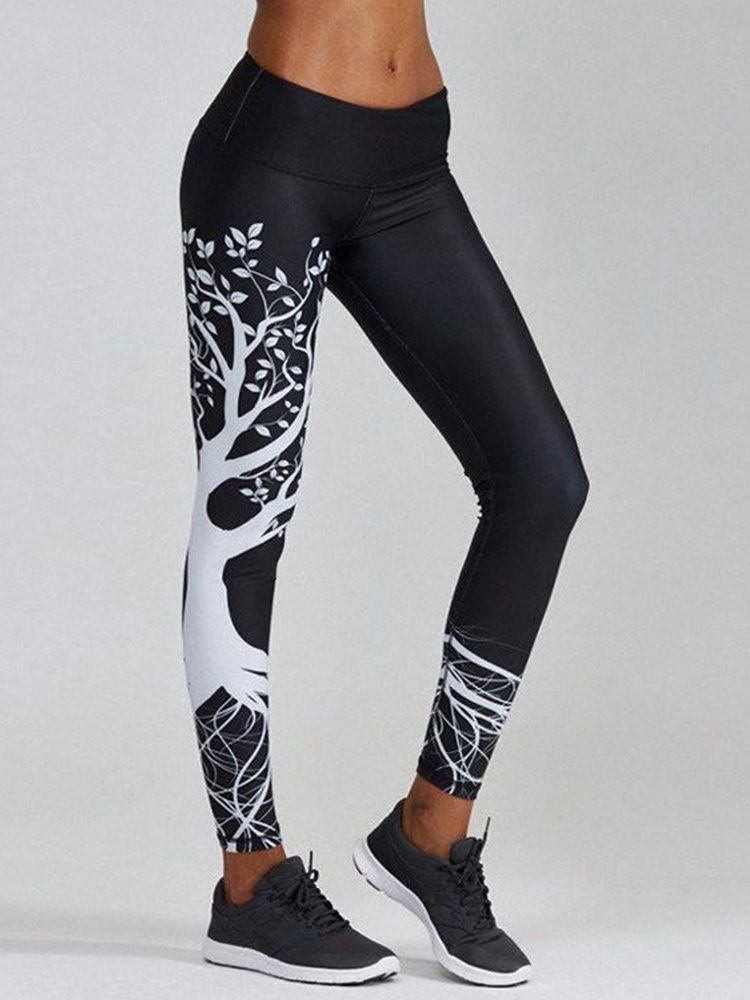 Kvinner Print Pustende Polyester Summer Yoga Bukser Tiktok Leggings Med Høy Midje