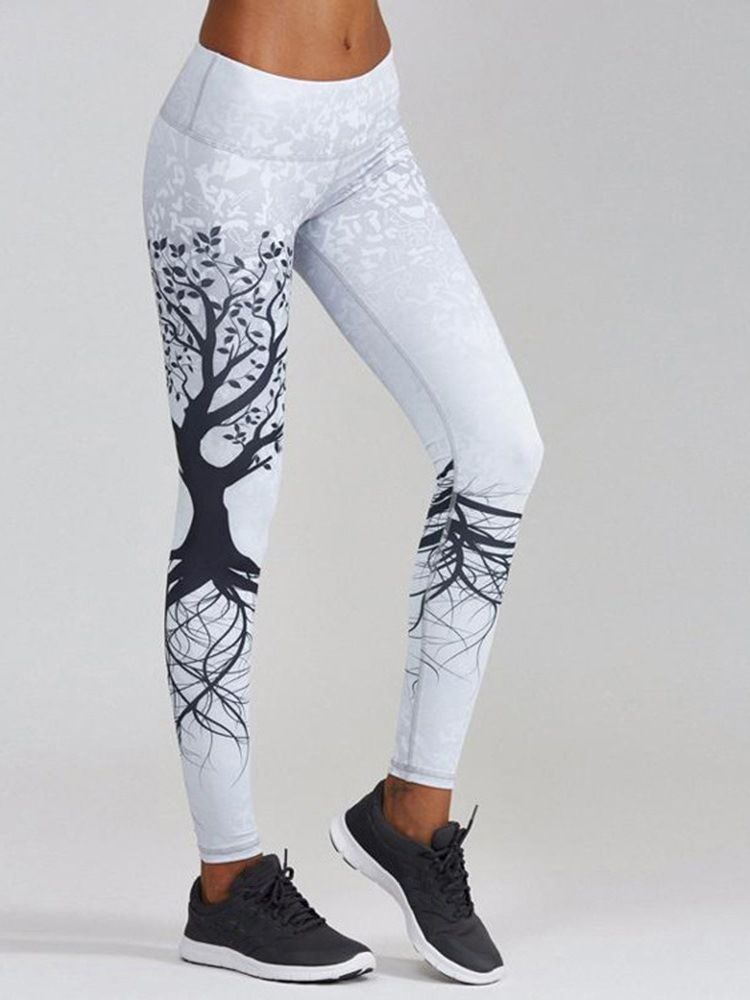 Kvinner Print Pustende Polyester Summer Yoga Bukser Tiktok Leggings Med Høy Midje