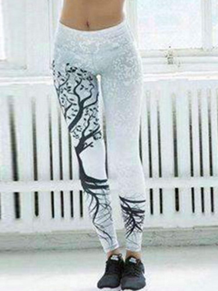 Kvinner Print Pustende Polyester Summer Yoga Bukser Tiktok Leggings Med Høy Midje