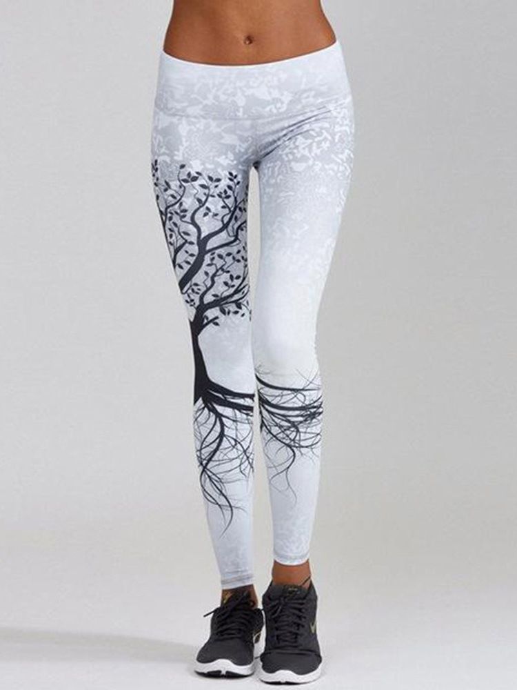 Kvinner Print Pustende Polyester Summer Yoga Bukser Tiktok Leggings Med Høy Midje