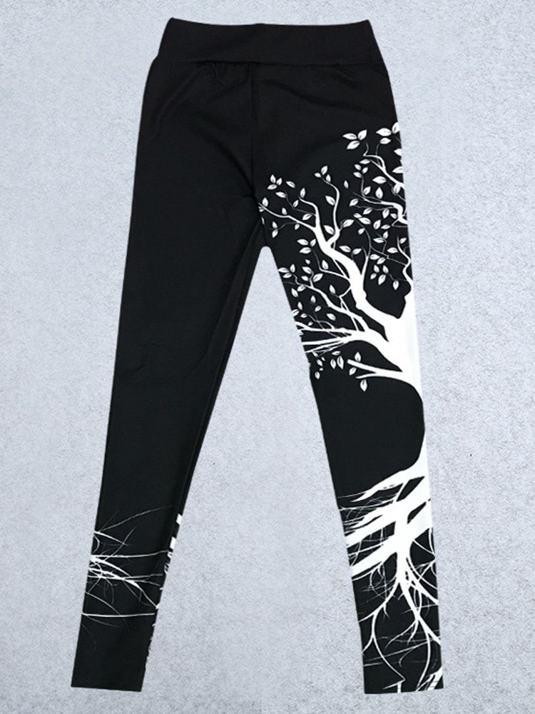 Kvinner Print Pustende Polyester Summer Yoga Bukser Tiktok Leggings Med Høy Midje