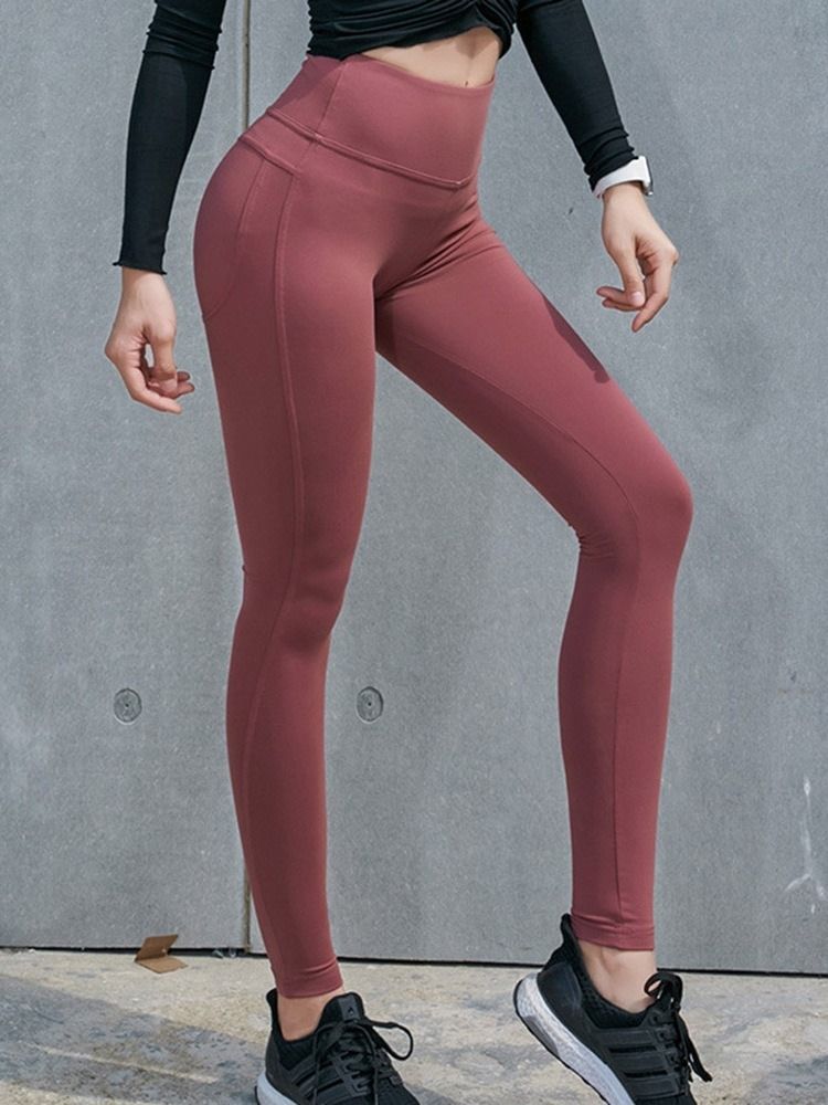 Kvinner Pustende Solid Løp Ankel Lengde Leggings Yoga Bukser Høy Midje Tiktok Leggings