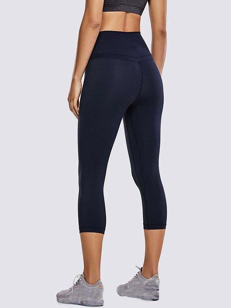 Kvinner Pustende Solid Patchwork Mid-volleyballvolleybukser Yoga Bukser Høy Midje Tiktok Leggings