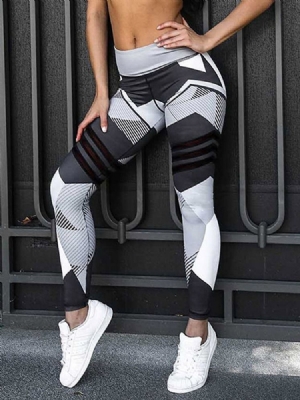 Kvinner Quick Dry Color Block Polyester Yoga Full Lengde Bukser Høy Midje Tiktok Leggings