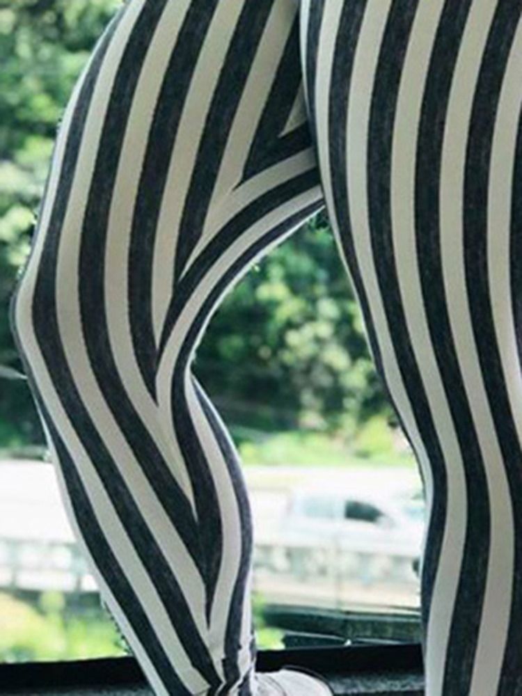 Kvinner Stripetrykk Høy Midje Push Up Yoga Leggings Høy Midje Tiktok Leggings