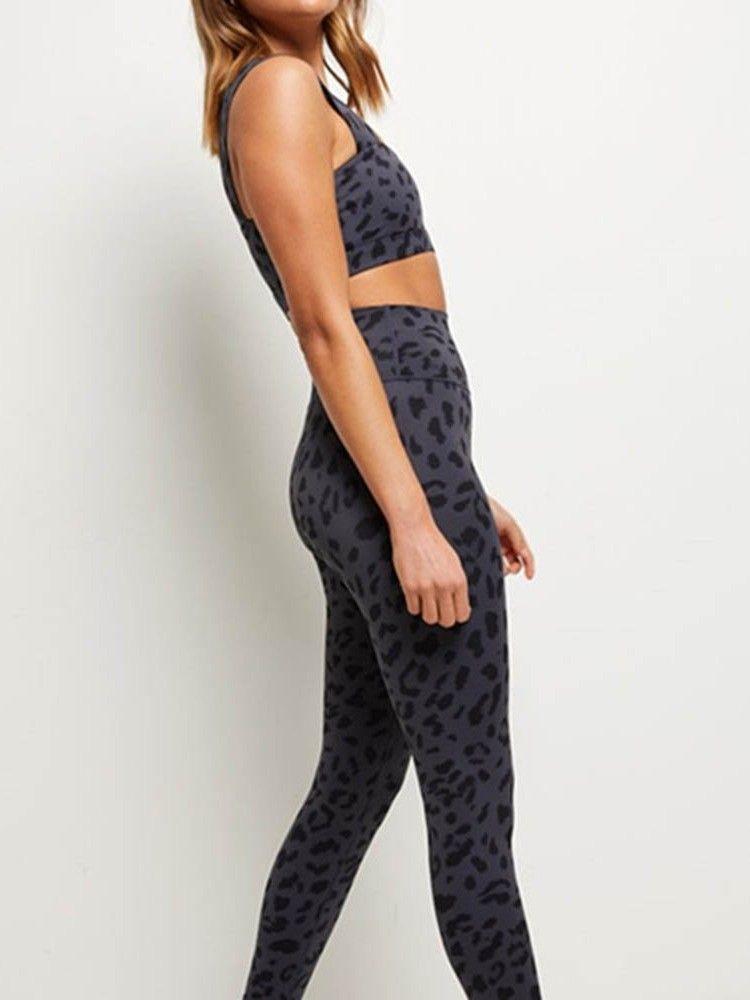 Leopard Bomullsblandinger For Kvinner Rask Tørr Sommertennisbukser Yogabukser Tiktok Leggings Med Høy Midje