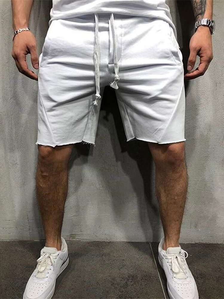 Lommer For Menn Solid Casual Sportsshorts