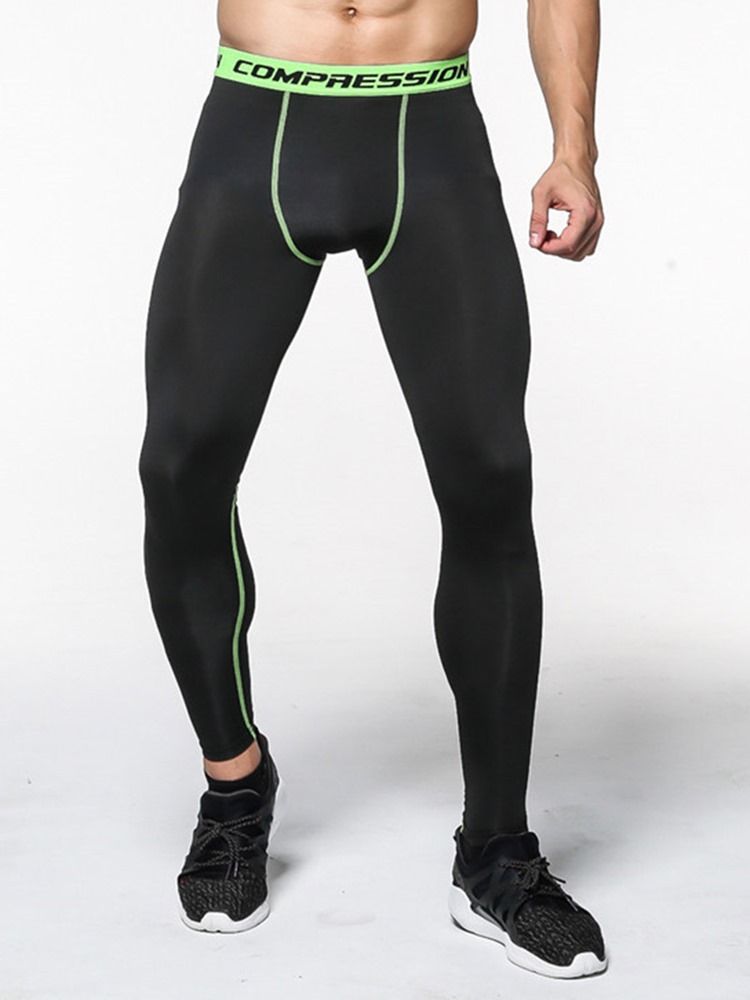 Menn Anti-svette Color Block Polyester Sport Leggings