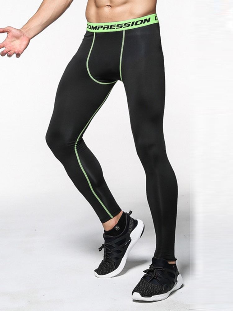 Menn Anti-svette Color Block Polyester Sport Leggings