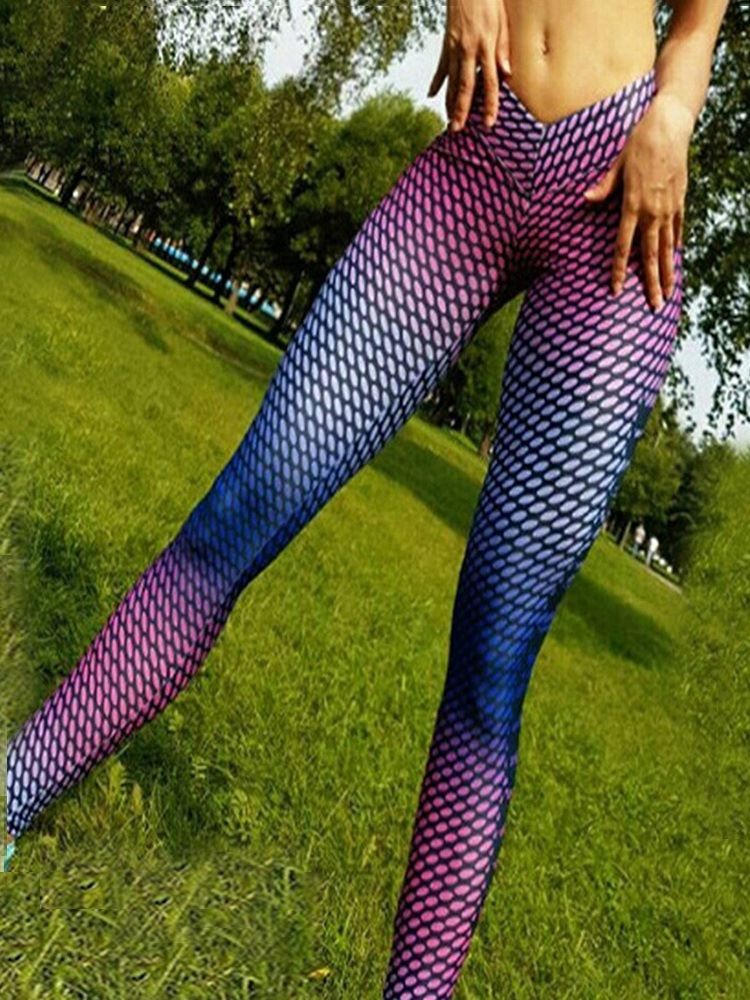 Polyester Letter Print Kvinne Yoga Bukser Tiktok Leggings Med Høy Midje