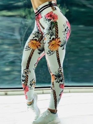 Print Floral Whip Nylon High Waist Dame Leggings Yogabukser High Waist Tiktok Leggings