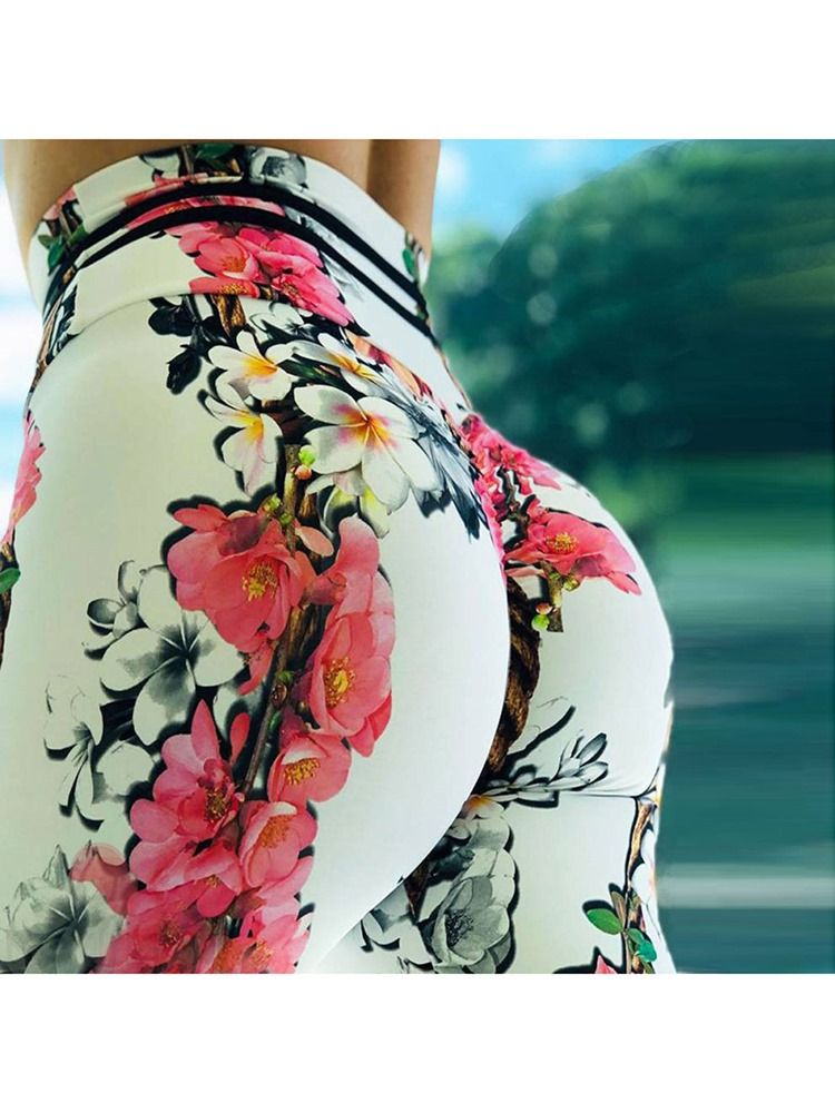 Print Floral Whip Nylon High Waist Dame Leggings Yogabukser High Waist Tiktok Leggings