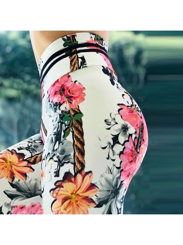 Print Floral Whip Nylon High Waist Dame Leggings Yogabukser High Waist Tiktok Leggings