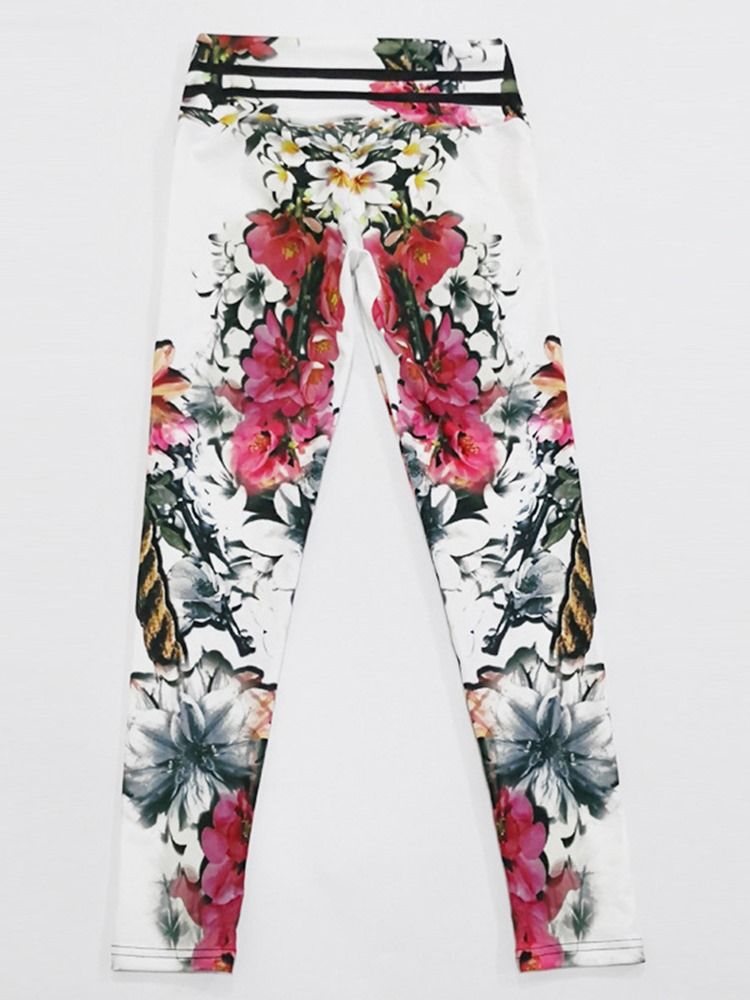 Print Floral Whip Nylon High Waist Dame Leggings Yogabukser High Waist Tiktok Leggings