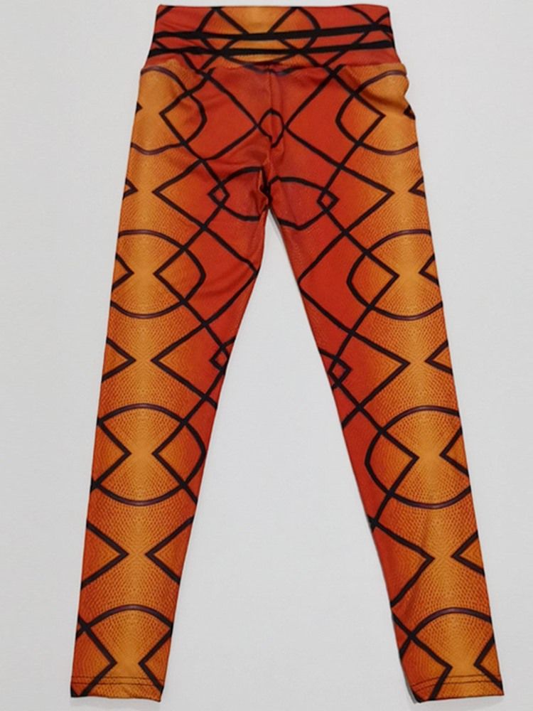 Pustende Geometrisk Polyesterutskrift For Damer Løpende Yoga-bukser Med Høy Midje Tiktok Leggings