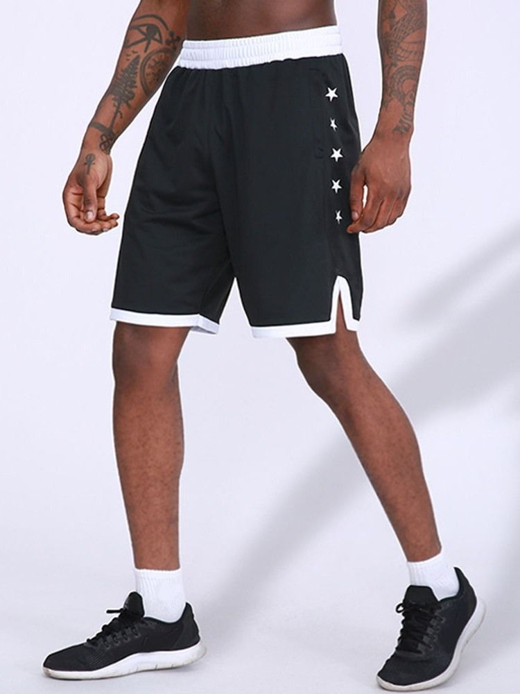 Quick Dry Color Block Patchwork Male Shorts For Menn