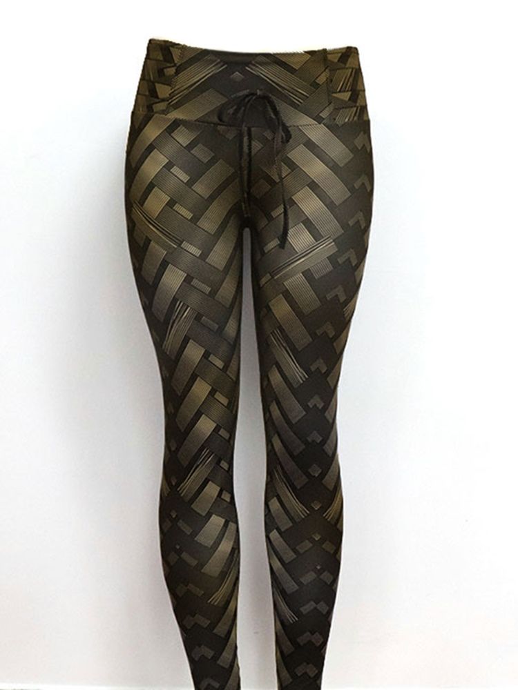 Solid Weave Print Dame Yoga Pants High Waist Tiktok Leggings