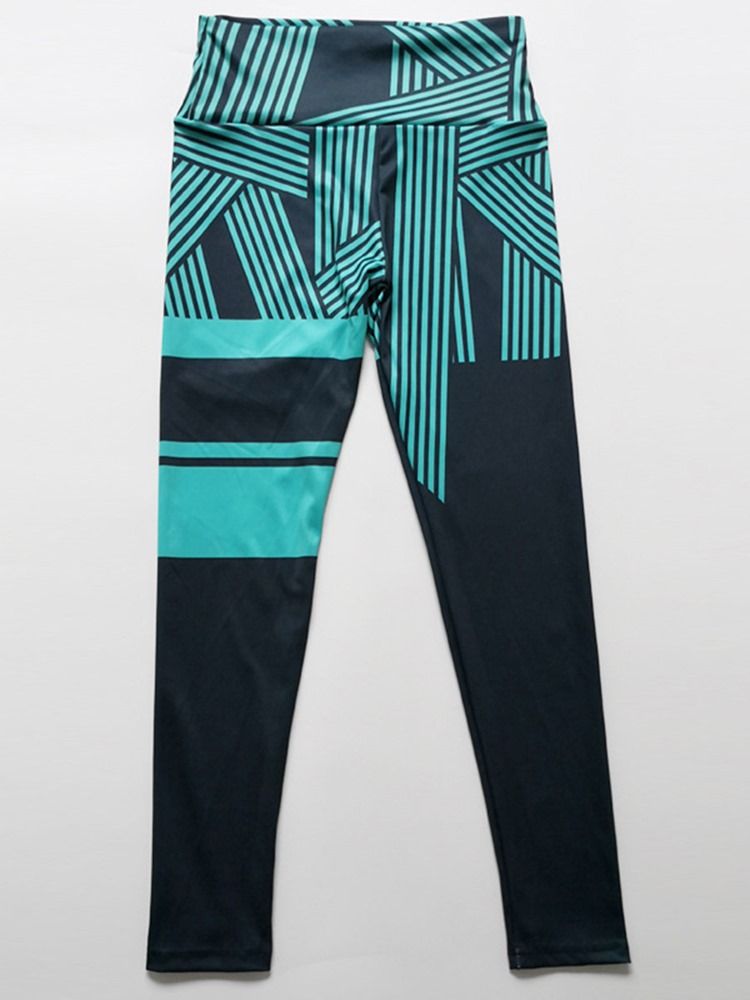 Stripetrykk Hurtigtørr Høyt Midje Leggings Til Kvinner Yoga Bukser Høy Midje Tiktok Leggings