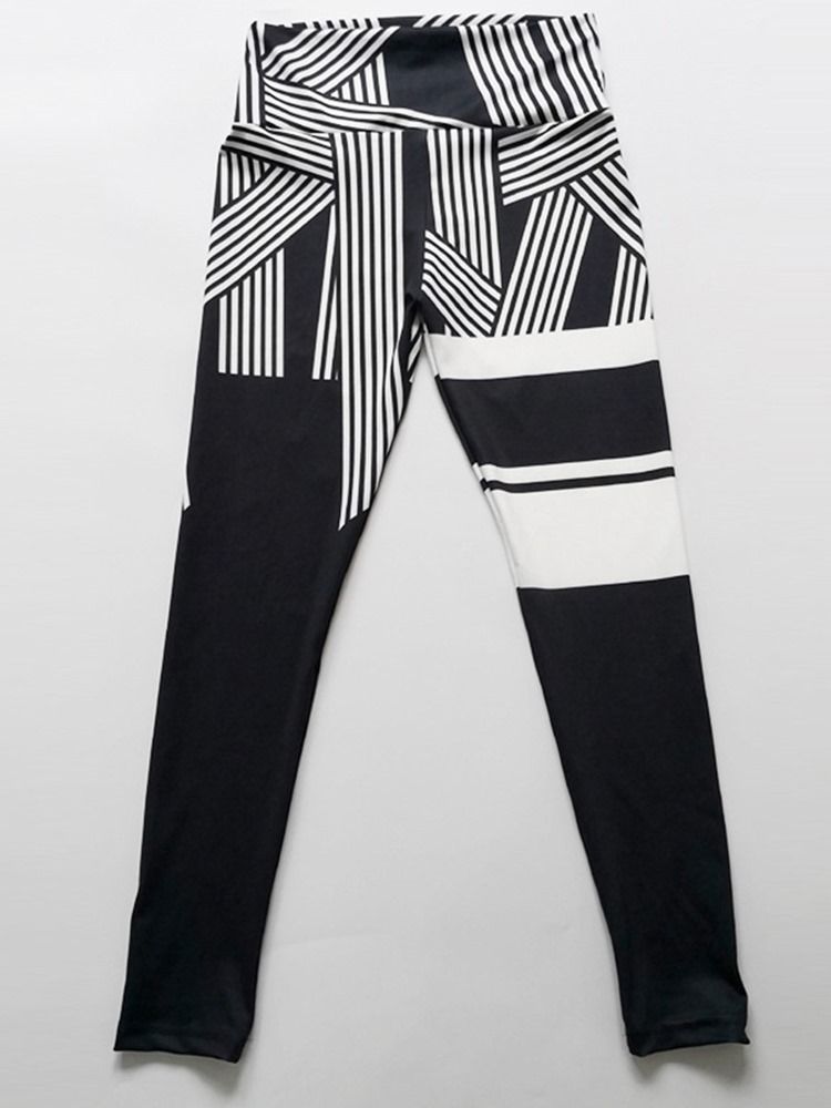 Stripetrykk Hurtigtørr Høyt Midje Leggings Til Kvinner Yoga Bukser Høy Midje Tiktok Leggings