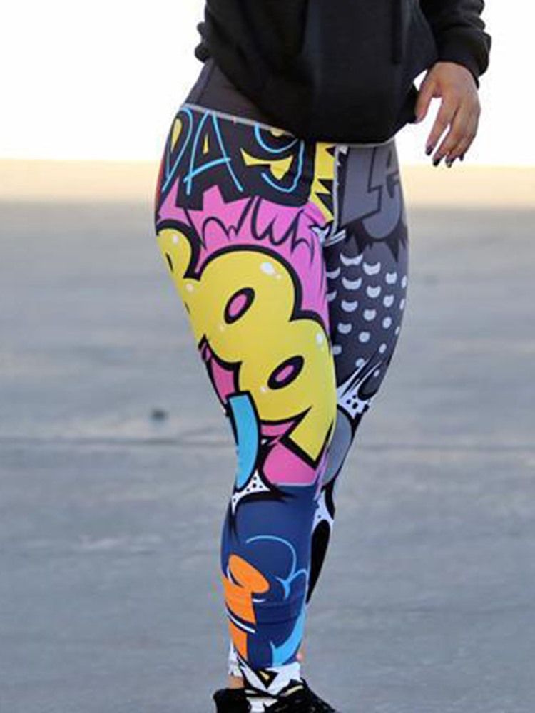 Thermal Letter Dame Polyester Print Yoga Pants Yoga Pants High Waist Tiktok Leggings